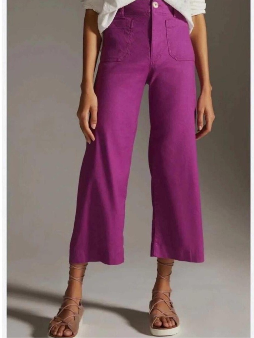Maeve The Colette Magenta Wide-Leg Cropped Pants